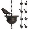 8 Feet Birds On Cups Rain Chain 8 Birds Cups Decoration Hangings for Gutter Roof