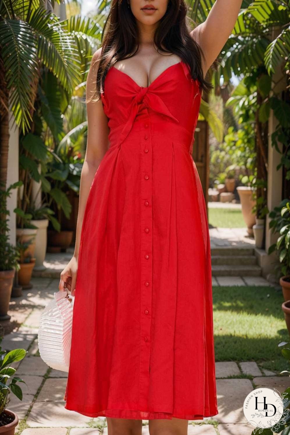 floral v neck tie spaghetti strap beach midi dress