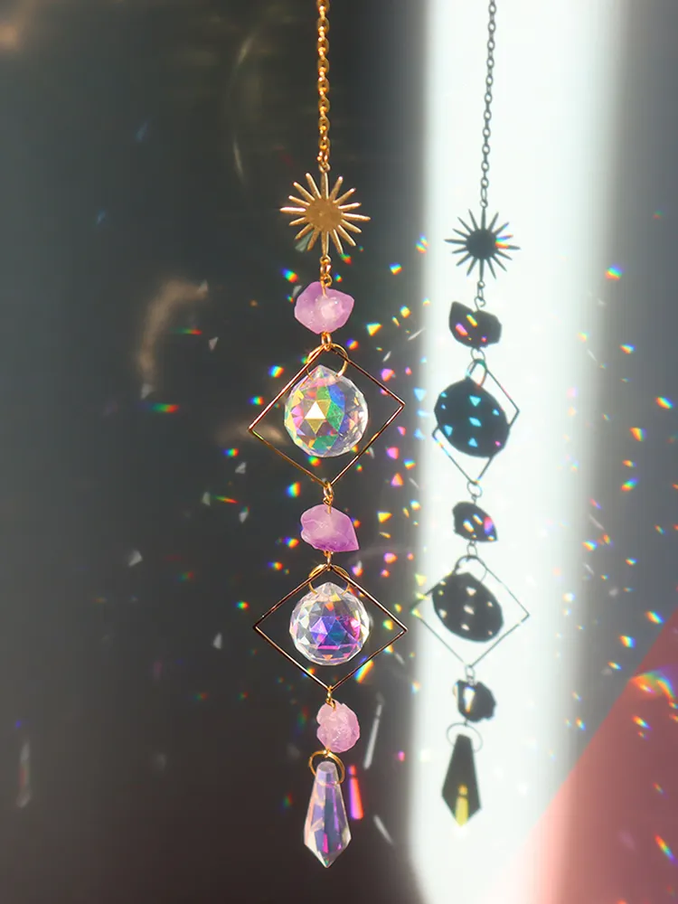 Metal Rainbow Collection Hanging Sun Crystal Prisms Home Wall Decoration