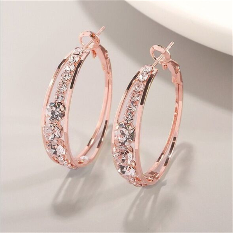 Foamal Rose Gold Diamond Hoop Earrings  