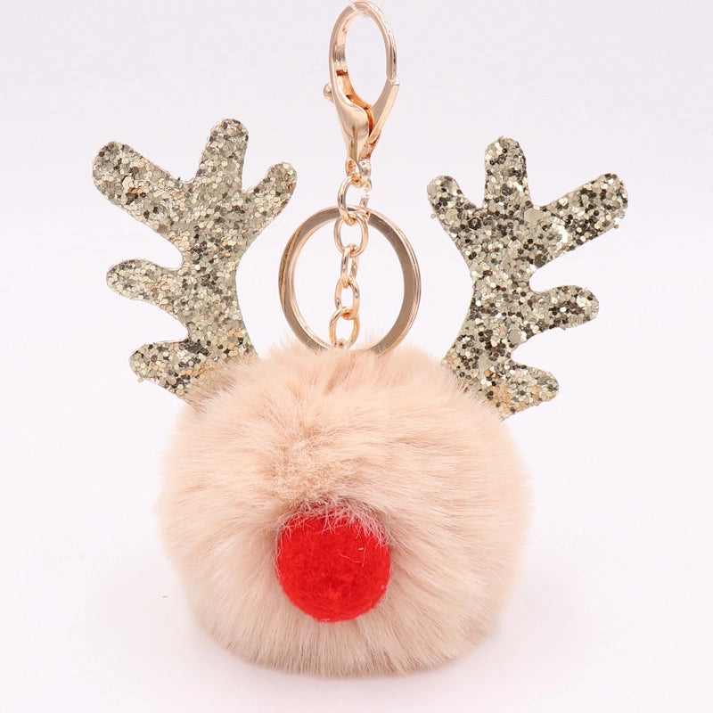 Cute Artistic Antlers Imitate Rex Rabbit Fur Women’s Keychain