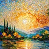 Diamond Painting-DIY Full Round Drill Stained Glass Lake(40*40 CM)