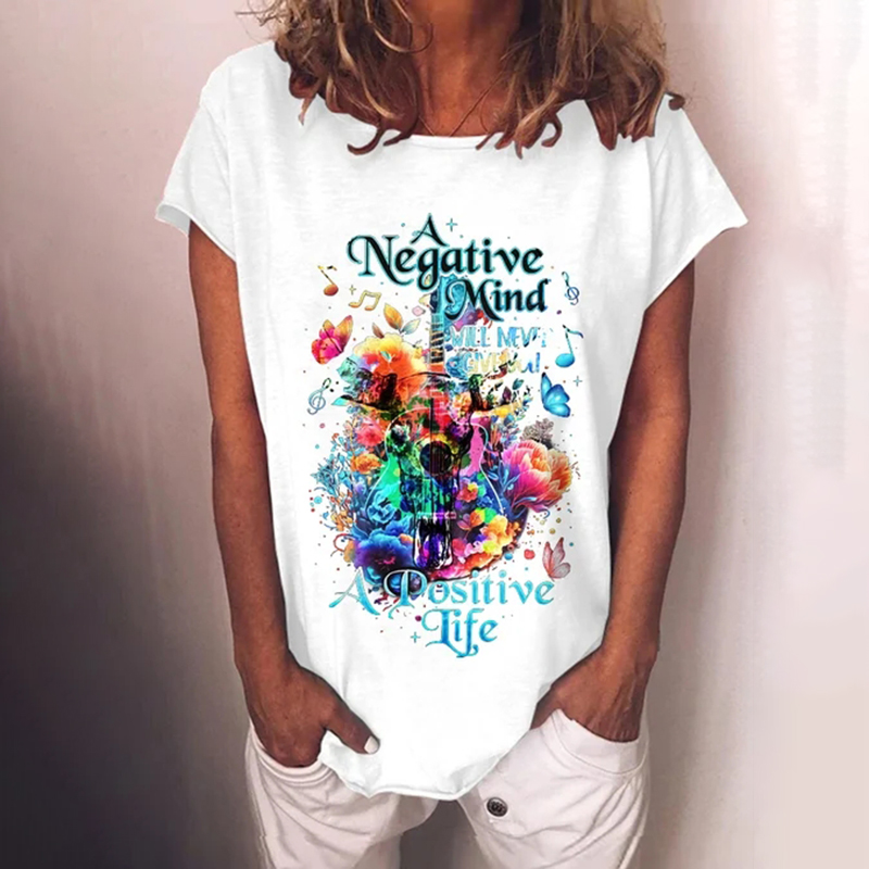 A Negative Mind A Positive Life Print T-Shirt wearshes