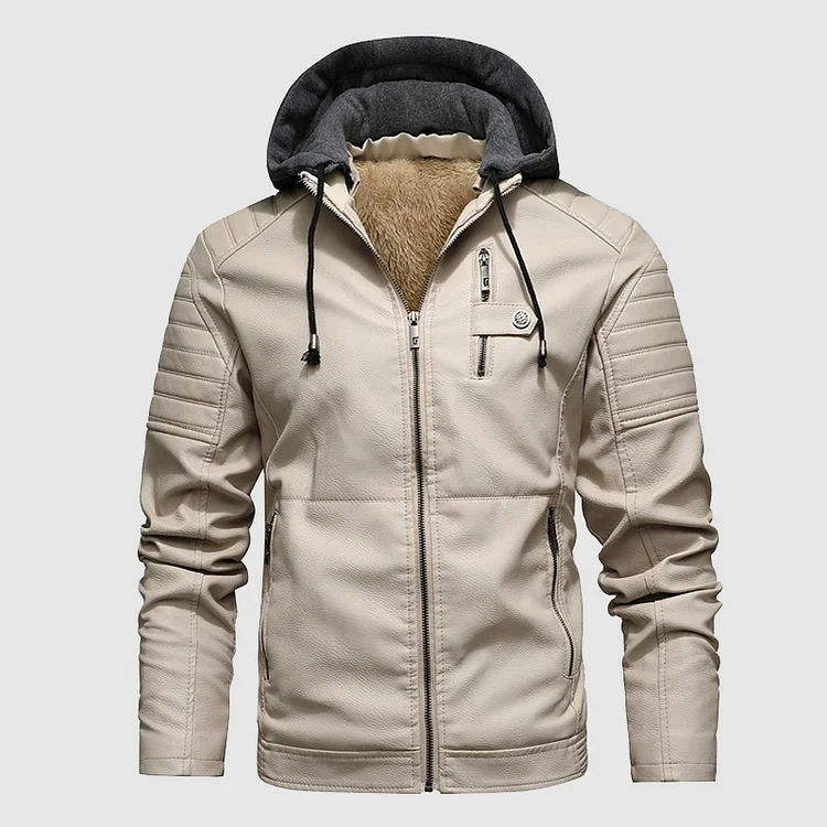 Daily Zipper Drawstring Thermal Fuzzy Lined Plain Hooded Coat