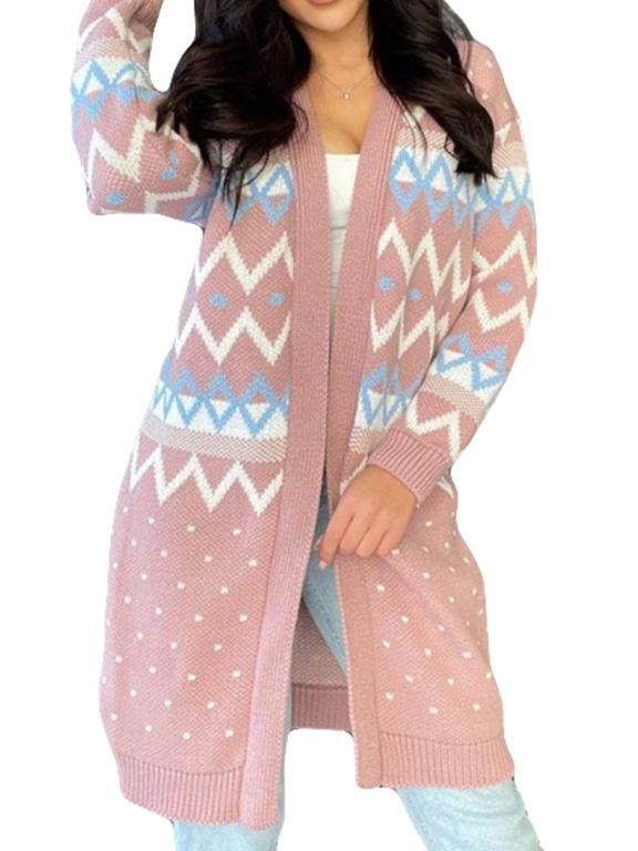 Women's Casual Graphic Cardigan Sweater Top