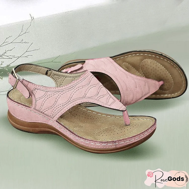 Women Pu Embroidery Casual Summer Sandals