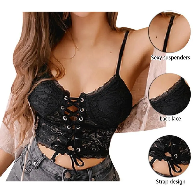 Churchf Sex Lingerie New Sexy Hollow Cross-Tied Lingerie Lace Sexy Wrapped Chest Lingerie Outside