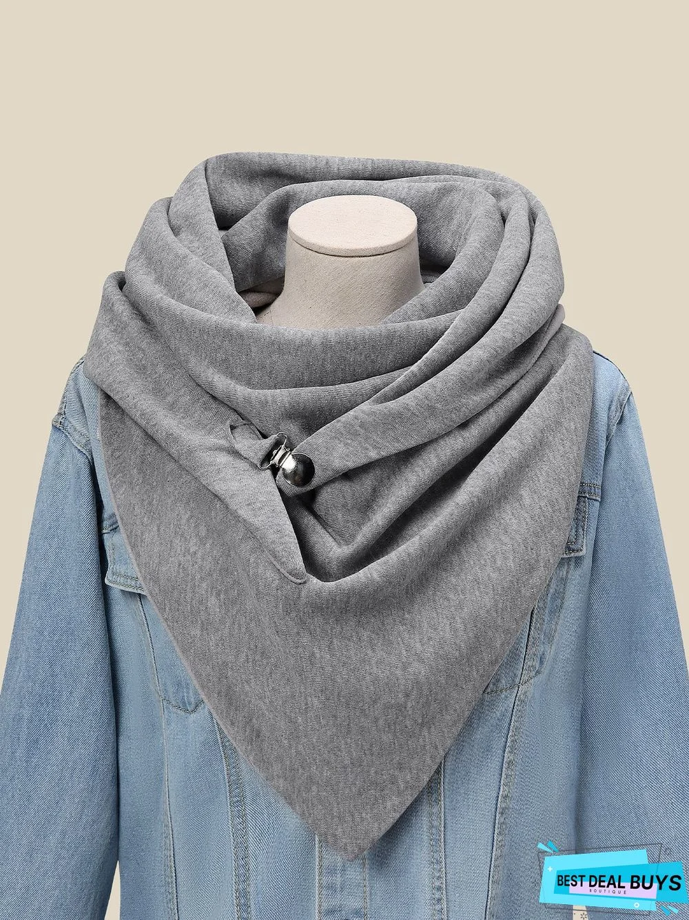 Grey Casual Solid Cotton Scarves