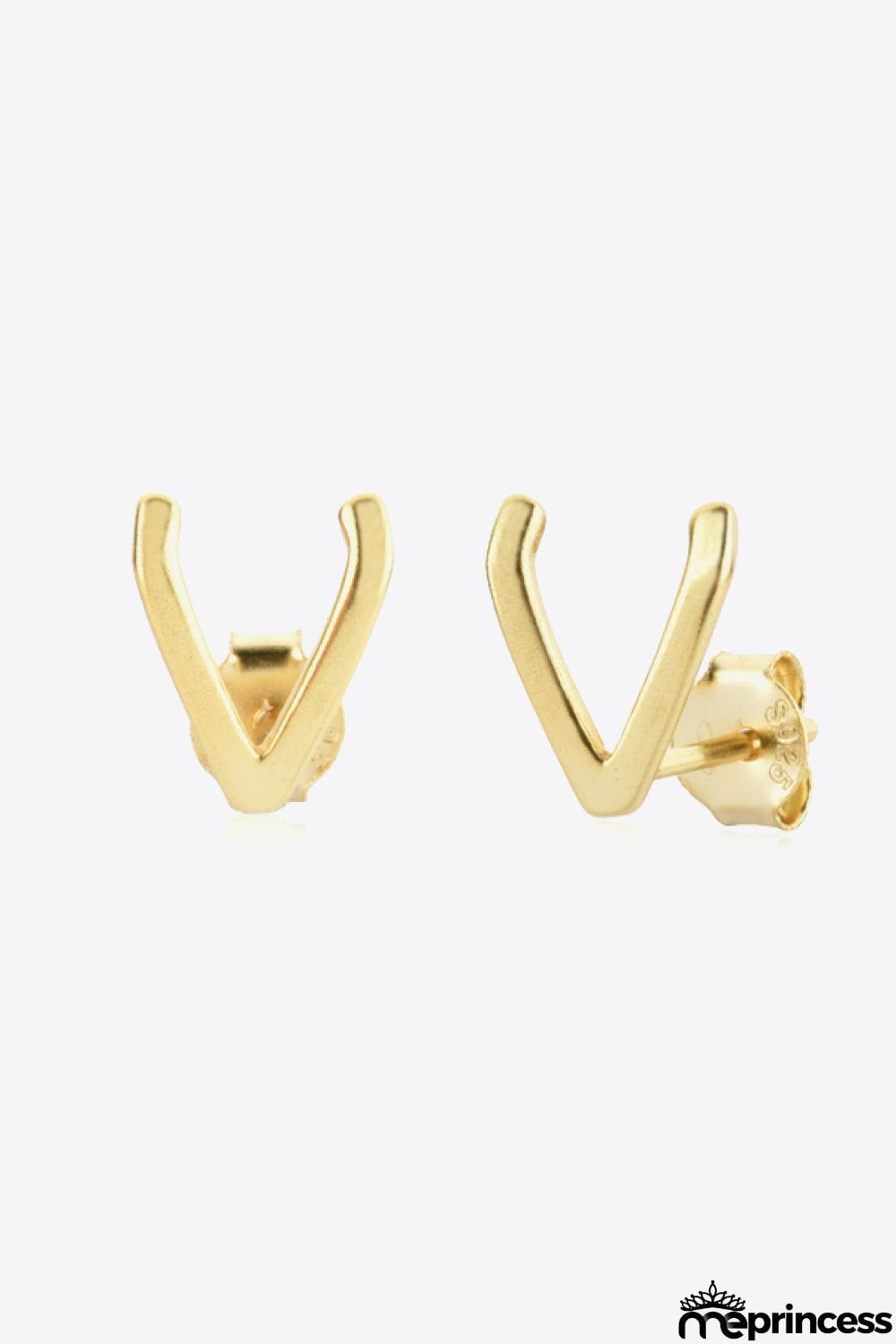 Zircon Letter V Stud Earrings