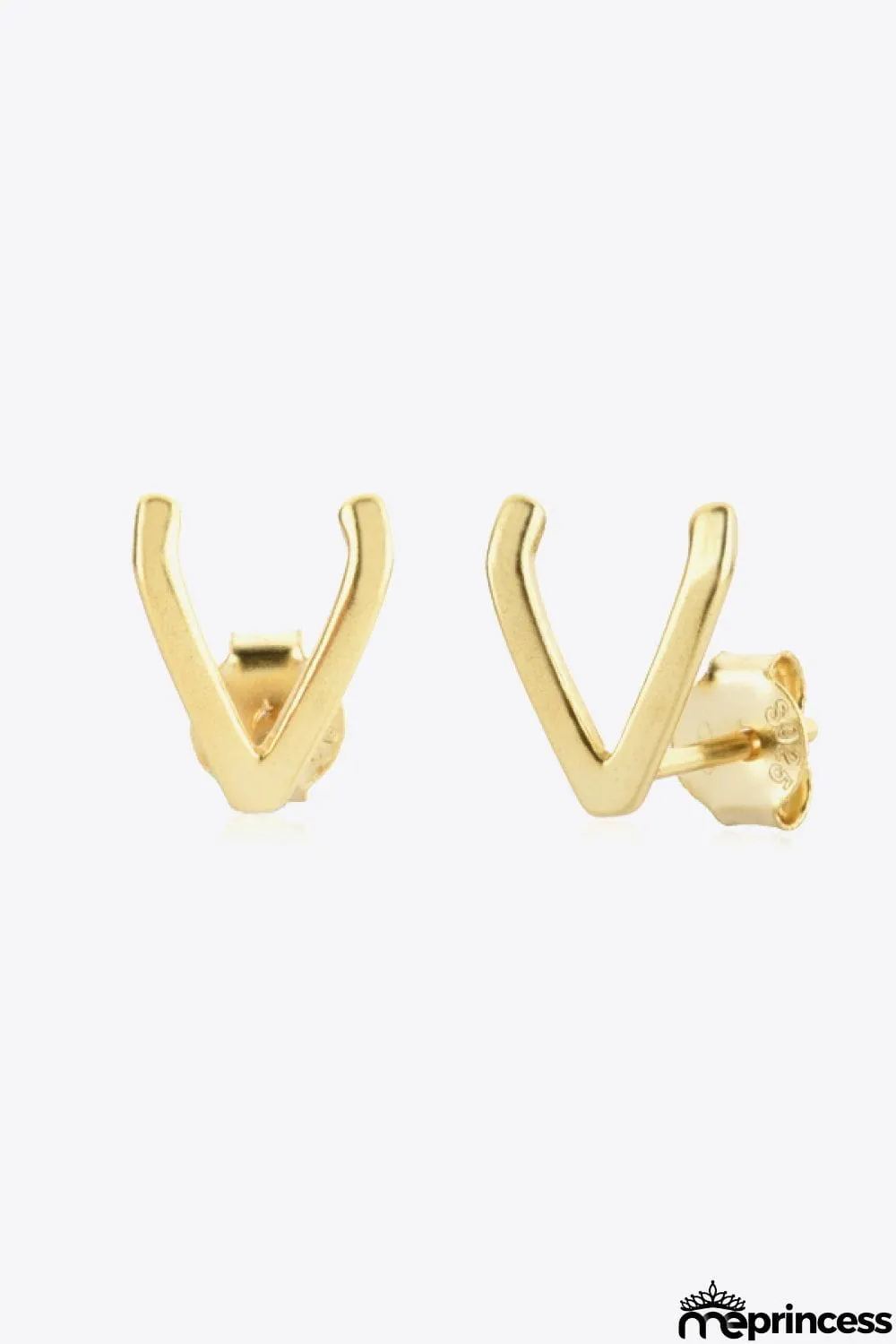 Zircon Letter V Stud Earrings