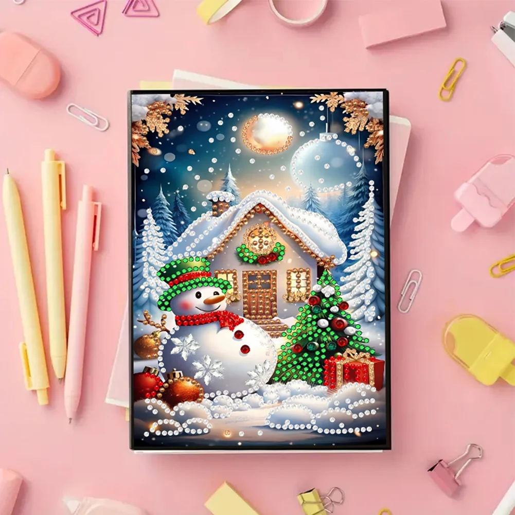 2pcs 50-Page A5 Christmas Diamond Painting Notebook for Adults Holiday Gift