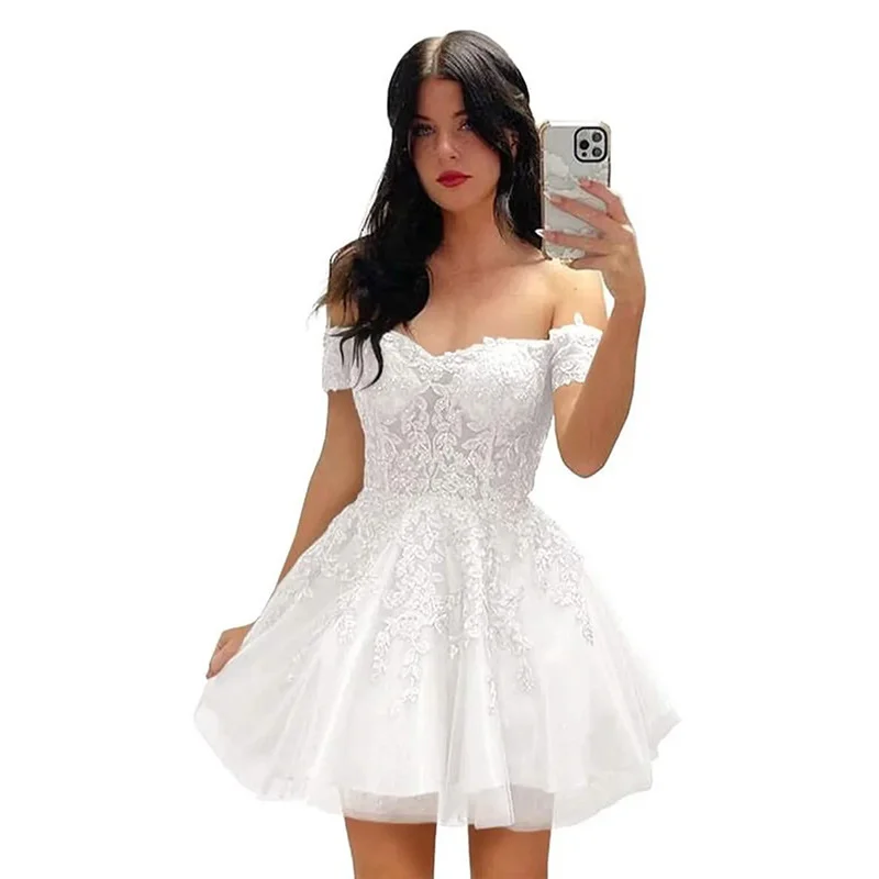Brownm Brownm Women's Prom Evening Dress Short A Swing 2025 New Cocktail Party Shoulder Princess Dress