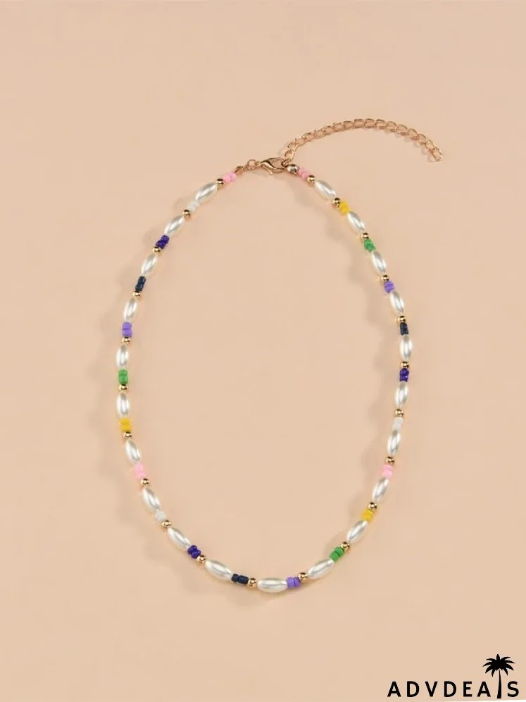 Faux Pearl Beaded Necklace