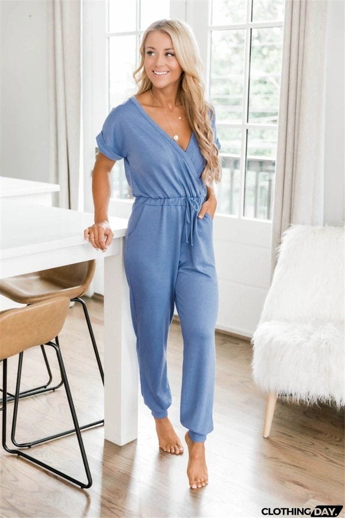 Super Comfy V Neck Casual Jumpsuit