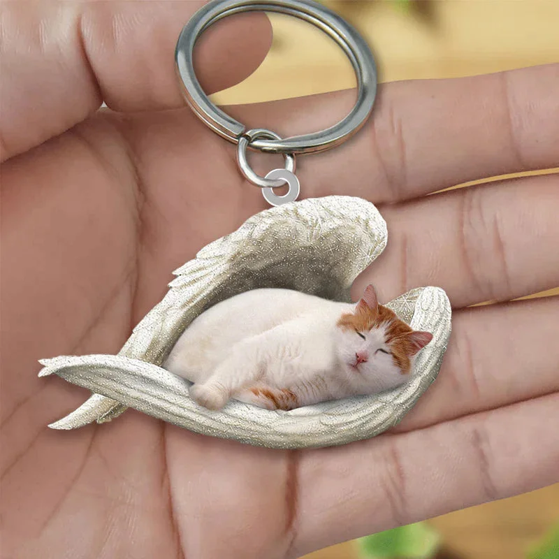 VigorDaily Sleeping Angel Acrylic Keychain Turkish Van Cat