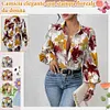Gioiacombo&trade; Camicia a maniche lunghe stampata ampia da donna primaverile e autunnale