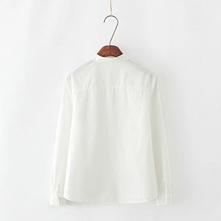 Spring Autumn Women Tops Bow Cute Ladies Blouses Casual Long Sleeve Shirt Cotton Preppy Style Blouse Solid Camisa Feminina