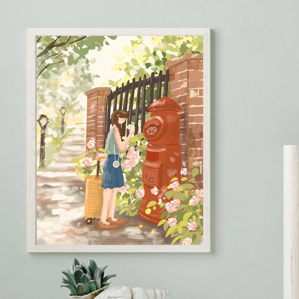 Full Round Diamond Painting 40*50cm - Healing Stick Figure Girl Letter