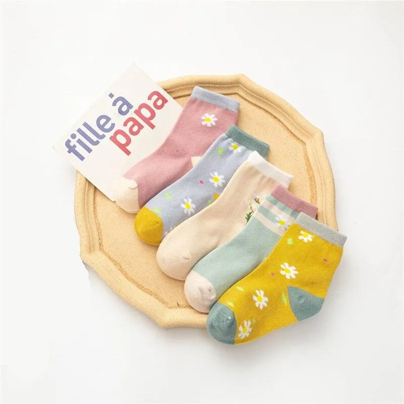 Kids Socks 5 Pair/lot Summer Thin Comfortable Breathable Cute Cartoon Socks Cotton Fashion Girls Socks Toddler Boys Socks Set