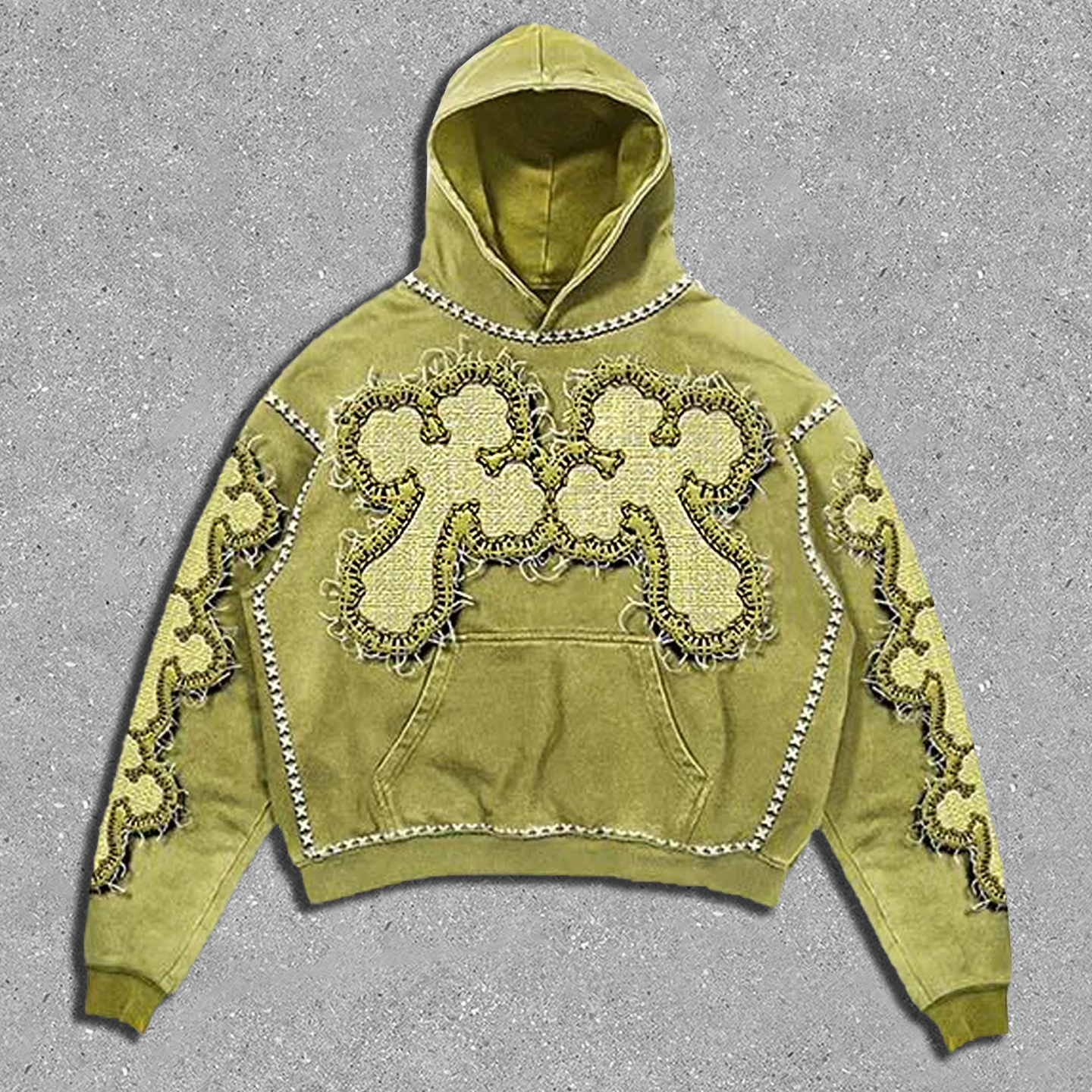 skull and cross print hoodie