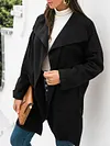 Fashion Loose Solid Color Long Sleeves Lapel Cardigan Woolen Outerwear