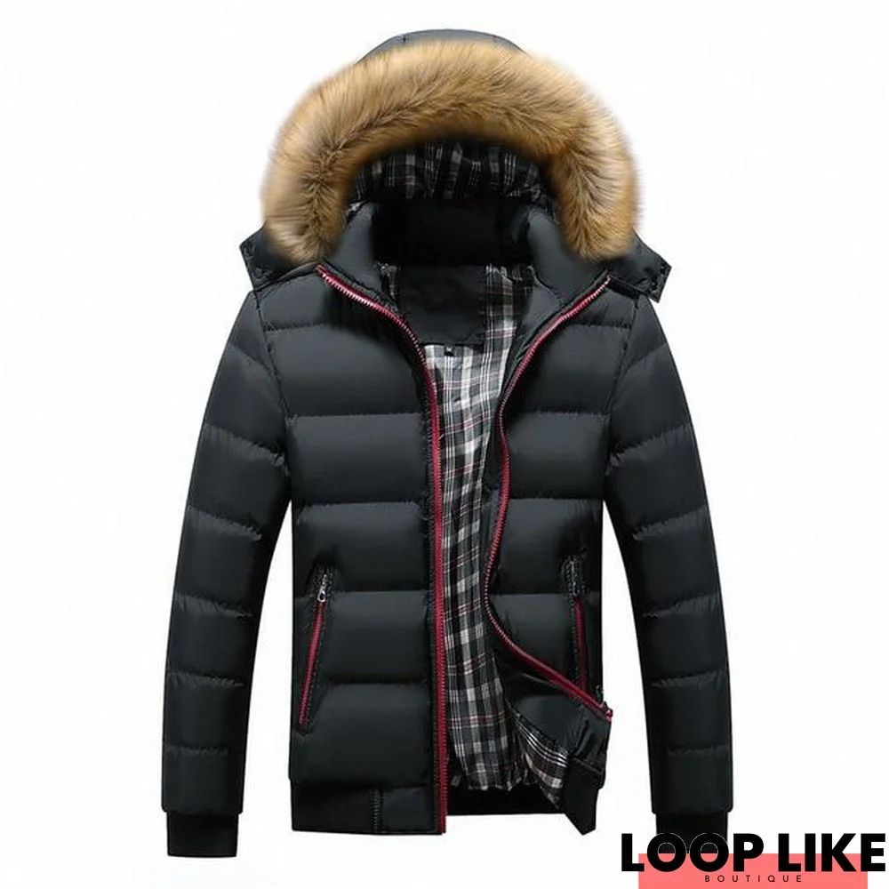 Men's Winter Jackets Thick Hooded Fur Collar Parka Men Coats Casual Padded Mens Jackets