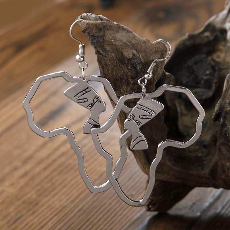 Daily Gold Retro Hollow Portrait Design Earrings