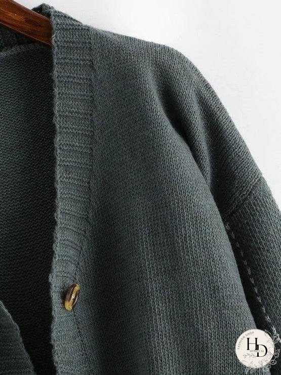 Button Up Contrast Striped Cardigan