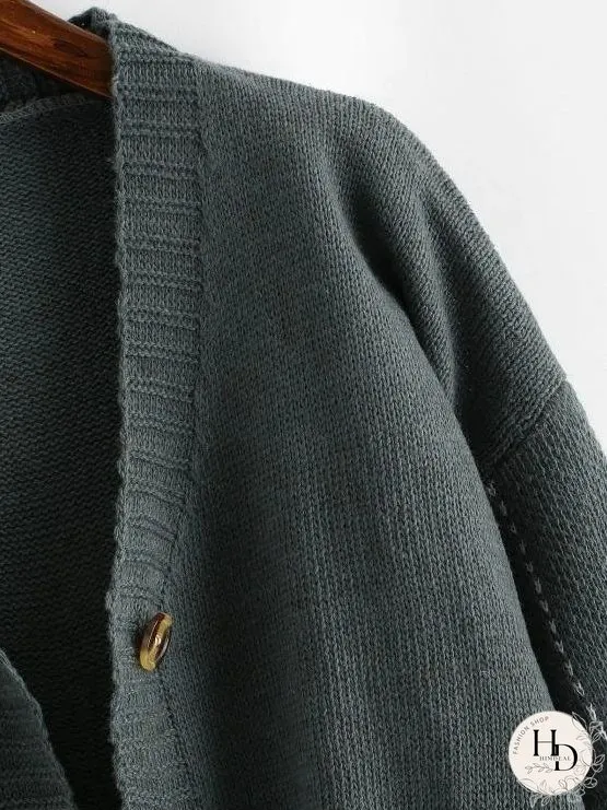 Button Up Contrast Striped Cardigan