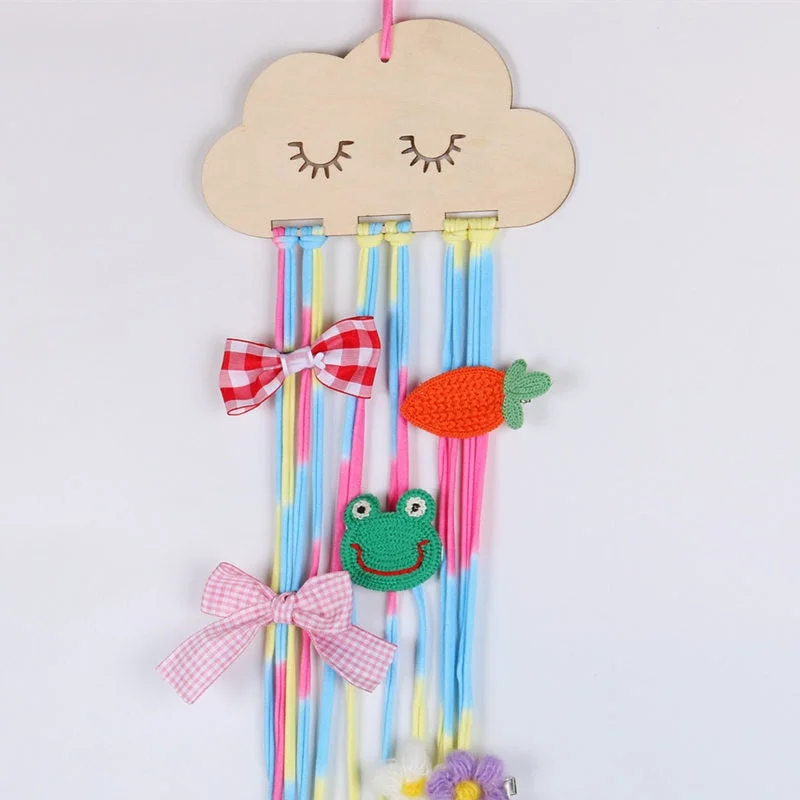 INS Nordic Wooden Cloud Baby Hair Clips Holder Princess Girls Hairpin Hairband Storage Pendant Jewelry Organizer Wall Ornaments