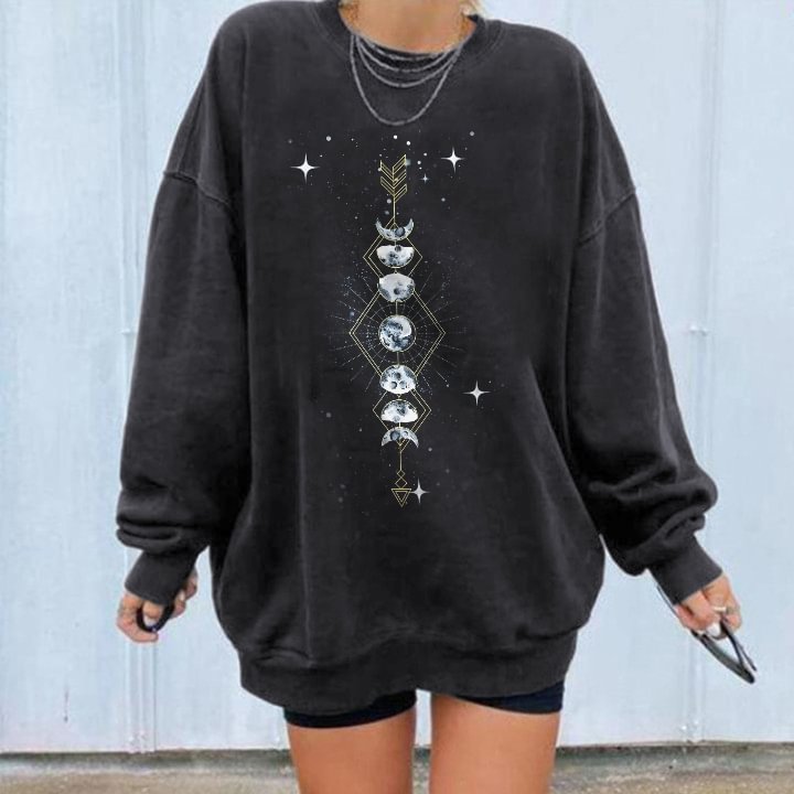   Starry Sky Arrow Moon Stars Women's Pullover Sweatshirt - Neojana