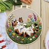 Animal DIY Stamped Embroidery Starter Kit for Beginners Adults Craft Lovers Gift Cross Stitch Kit with Embroidery Hoop 29x29cm