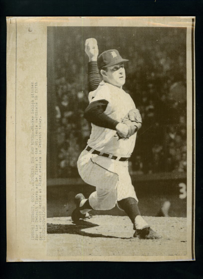 Mickey Lolich Game 5 1968 World Series Press Photo Poster painting Detroit Tigers Cardinals