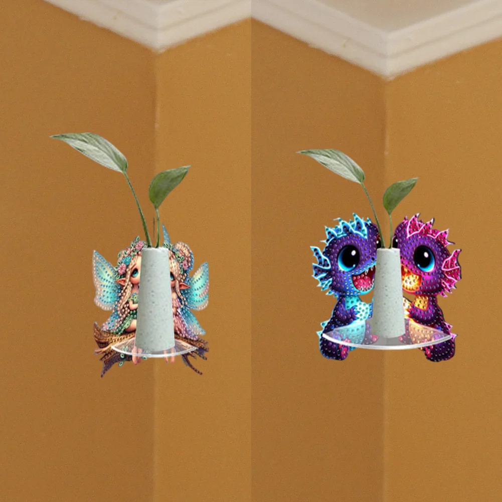 2pcs 2D Flat DIY Diamond Art Pendant DIY Home Decor Hanging Charm Decor (Fairy)