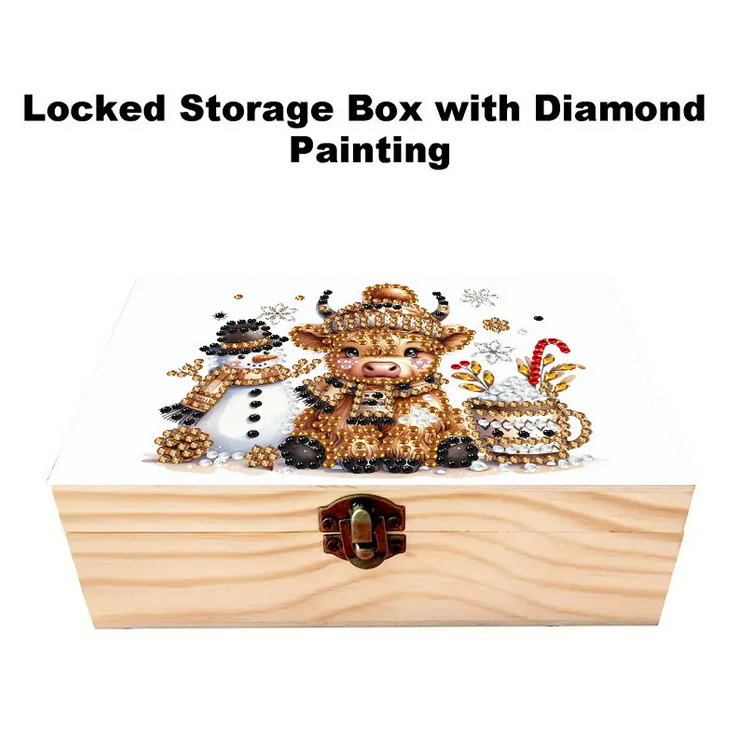 Cows and Snowmen DIY Wooden 5D Diamond Art Diamond Art Storage Box for Adults