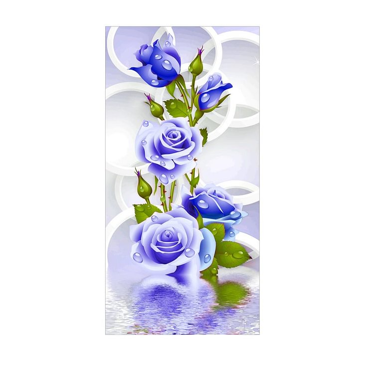Blue Rose Flower Round Drill Diamond Painting 30X55CM(Canvas) gbfke