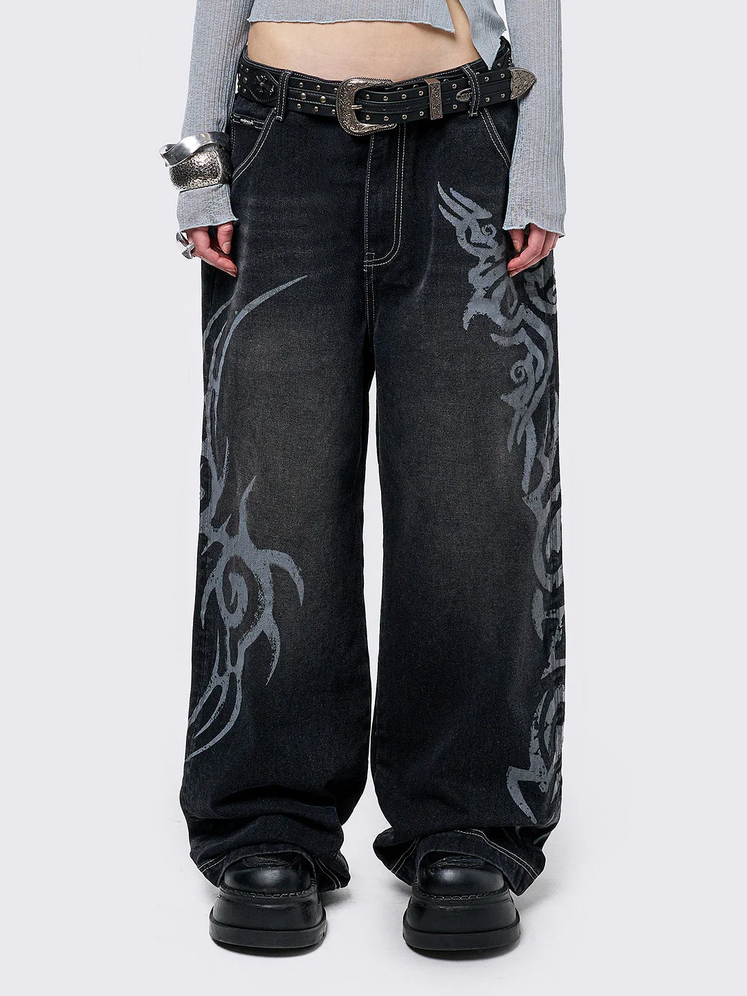 Rave Graphic Baggy Jeans