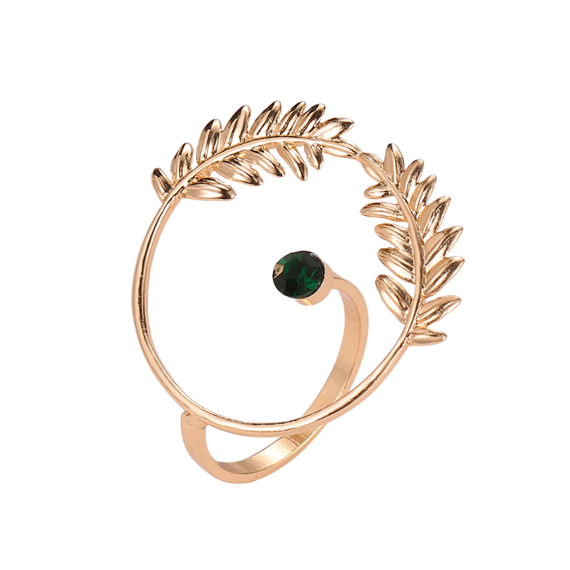Leaf and Wheat Zirconia Gold-Plated Ring
