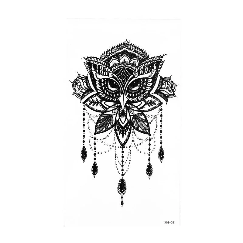 1 Pieces Compass Arrows Hot Black White Large Flower Henna Temporary Tattoo Black Mehndi Style Waterproof Tattoo Sticker