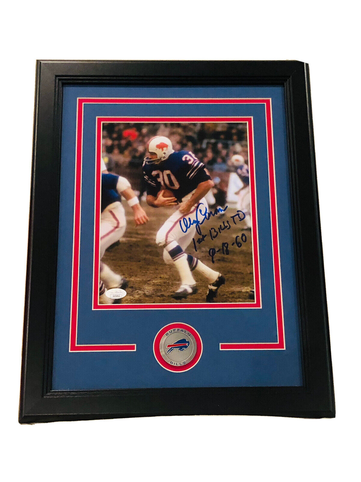 Wray Carlton Signed Frame 8x10 Photo Poster painting Scored 1st TD Buffalo Bills History 1960JSA