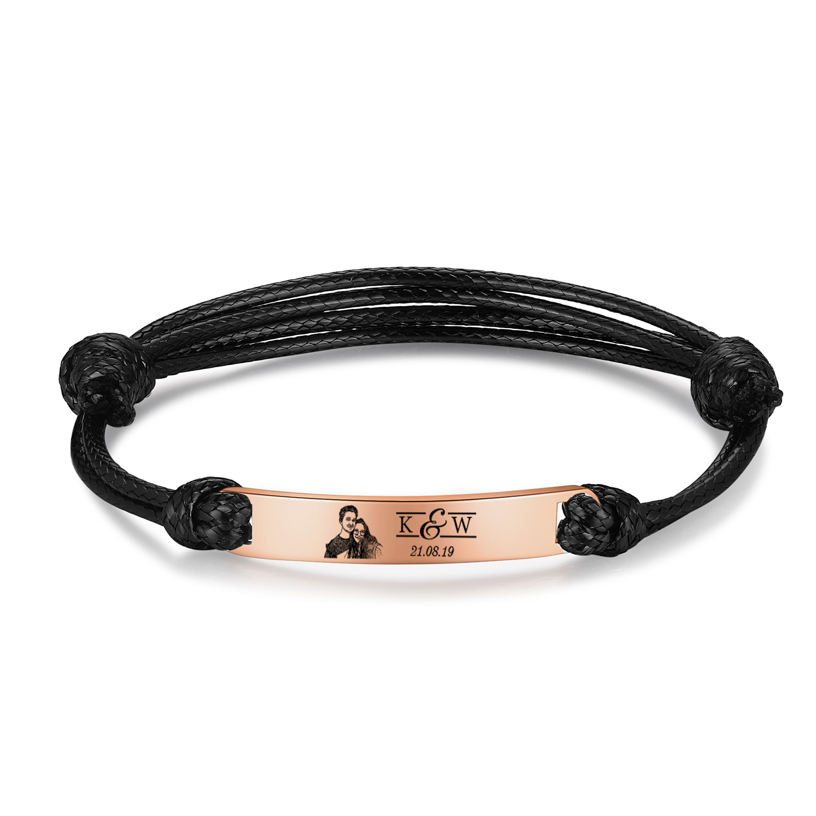 Braccialetti acciaio inox 1 nome 2 lettere e 1 foto personalizzabili per coppia multicolori da scegliere