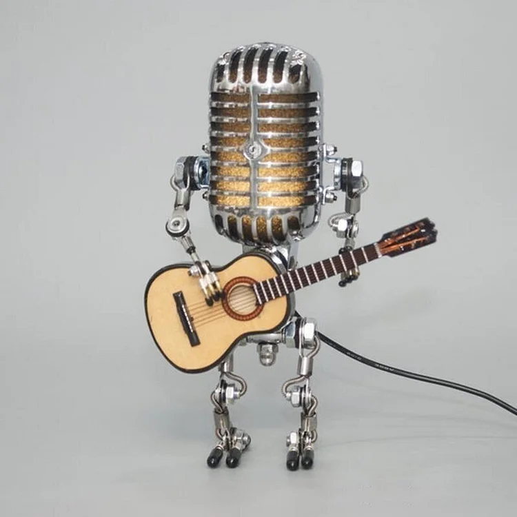 Vintage Metal Microphone Robot With Guitar Lamp🎸 - tree - Codlins