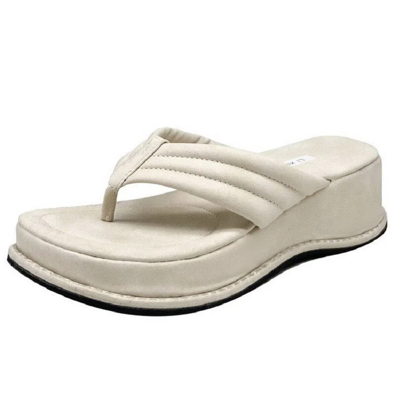 Women Summer Thick Bottom Slippers Comfy Women Sandals Ladies Mid-heels Flip Flops Platform Shoes Female Comfort Leisure Sandals