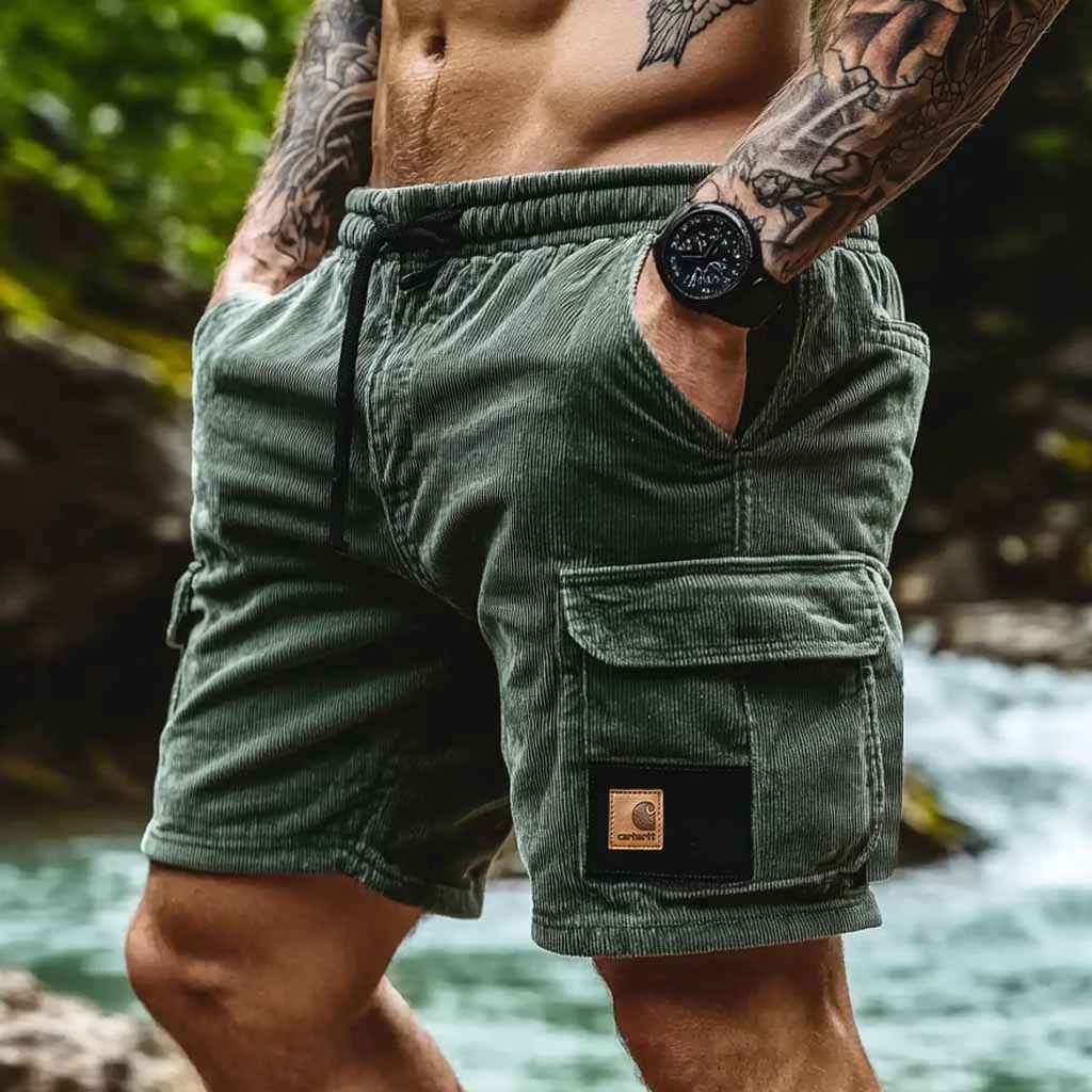 Men's Vintage Corduroy Surf Green Cargo Shorts