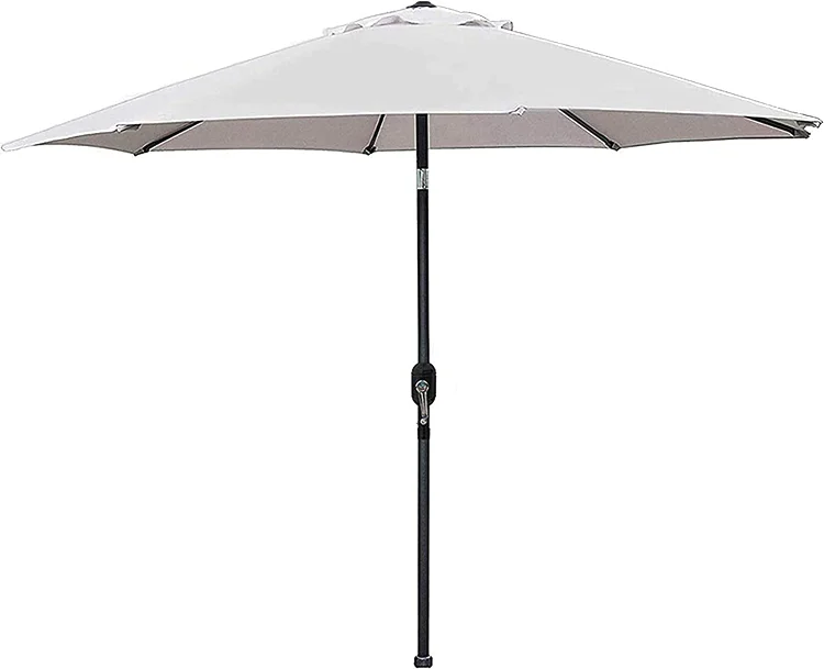 9' Outdoor Market Patio Umbrella with Push Button Tilt and Crank. 8 Ribs (Tan)