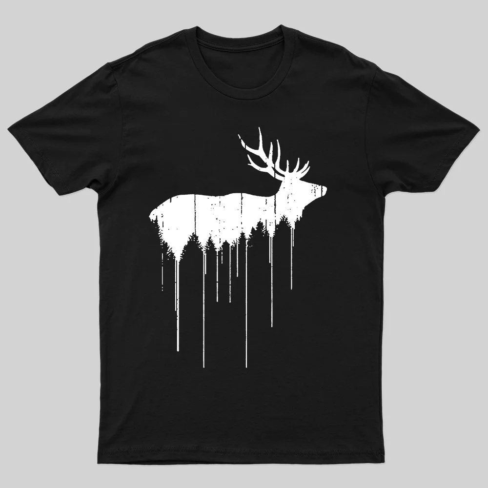 Wild Forest Deer Printed Men's T-shirt