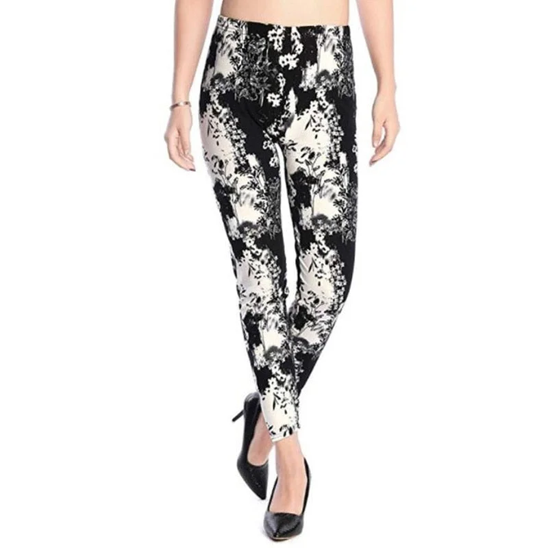 CUHAKCI Fashion Women Hot Leggings Floral Print Fitness Leggins Sexy Legging High Waist Workout Leggin Elastic Pants Drop Ship