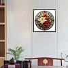 Vitrail de Noël fleurs rouges-perceuse ronde peinture diamant-30*30cm