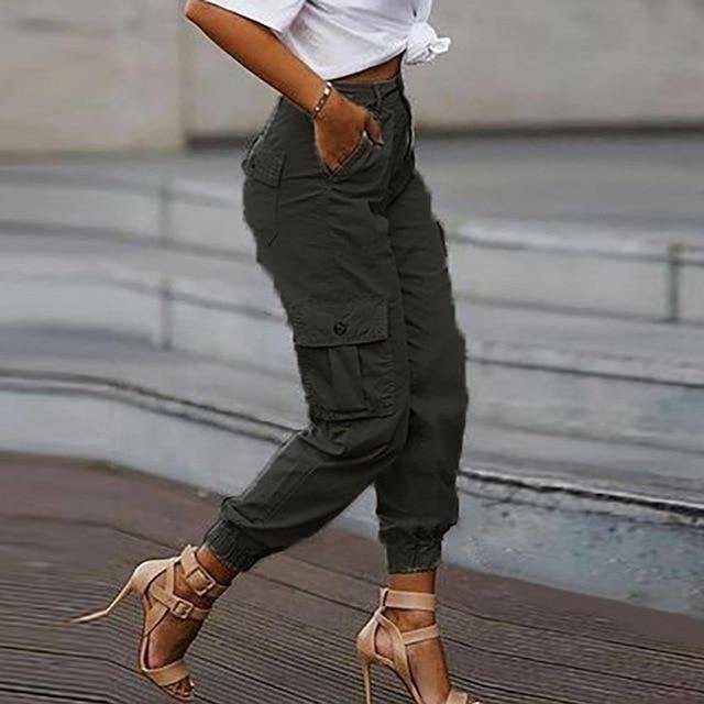 Cargo Pants Women High Waist Spring Autumn Pocket