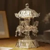 Roman LED Lighted Musical Animated Crystal Carousel Tabletop Decoration